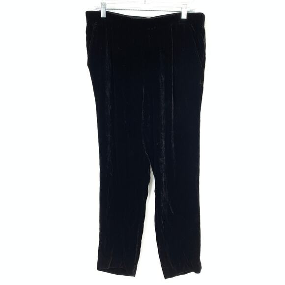 Vince Pants Women's Size Medium High Waist Pull On Velvet Silk Black - Picture 1 of 6
